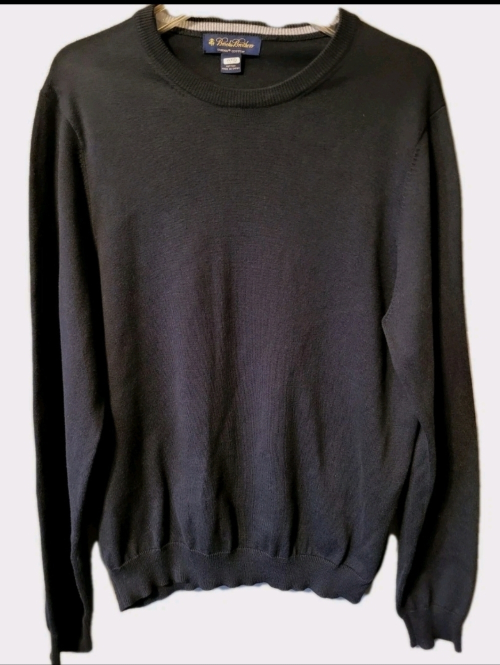 Brooks Brothers Men's Pullover Sweater Medium Black Suprima Cotton Quiet Luxury